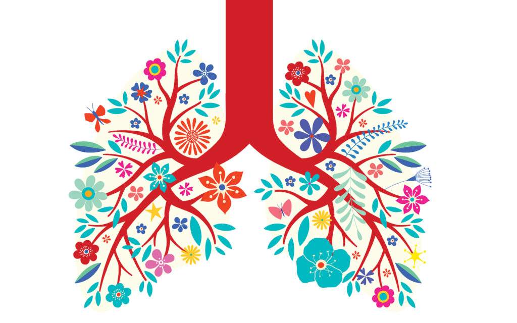The power of sustainable self-care - Illustration of lungs covered in flowers
