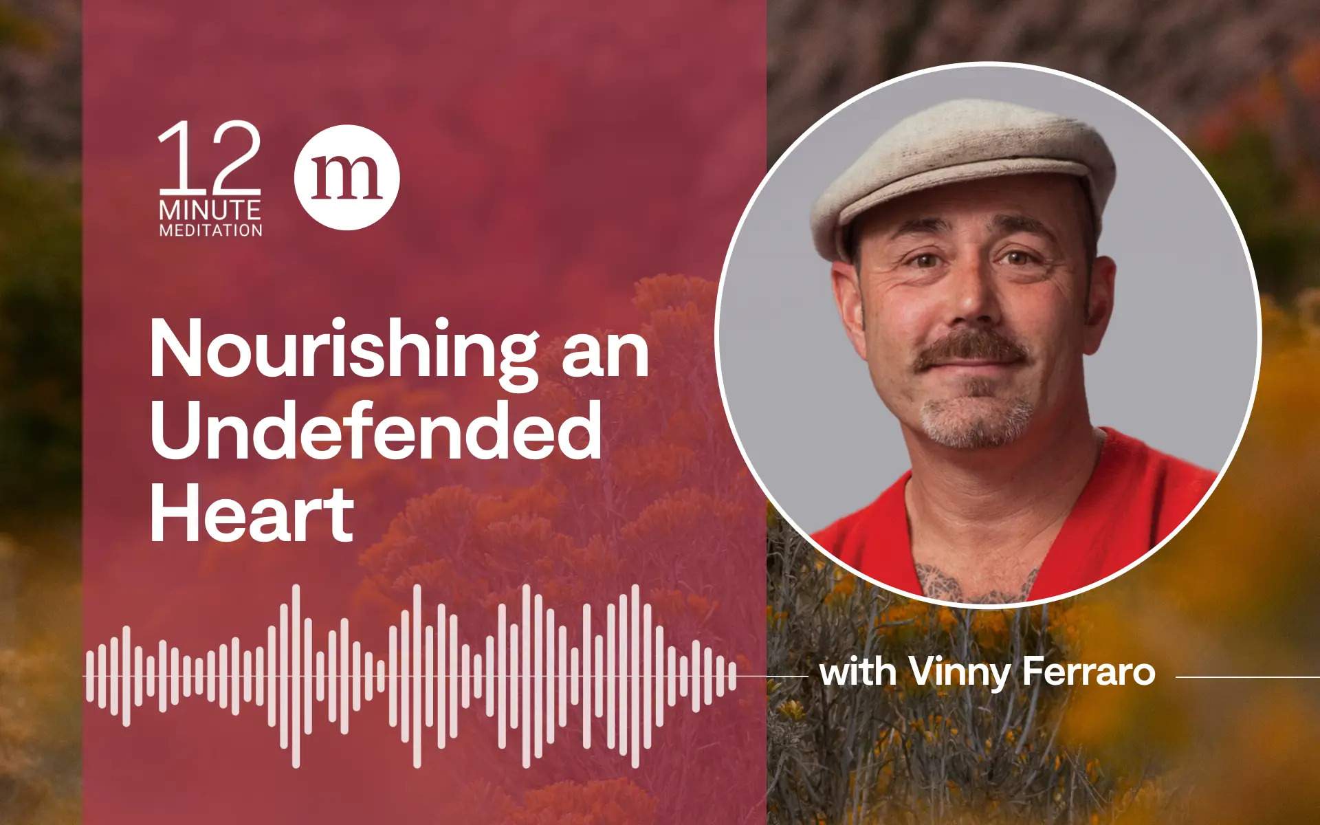 Podcast graphic featuring a man in a flat cap and the phrase: Nourishing an Undefended Heart with Vinny Ferraro.