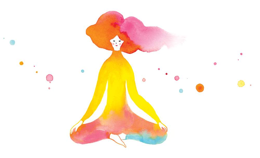 illustrated of relaxed person in watercolor
