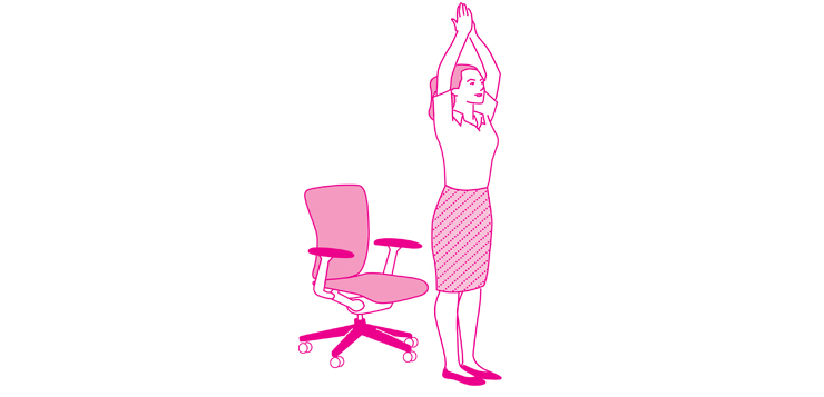 women stretching, taking a break from office chair