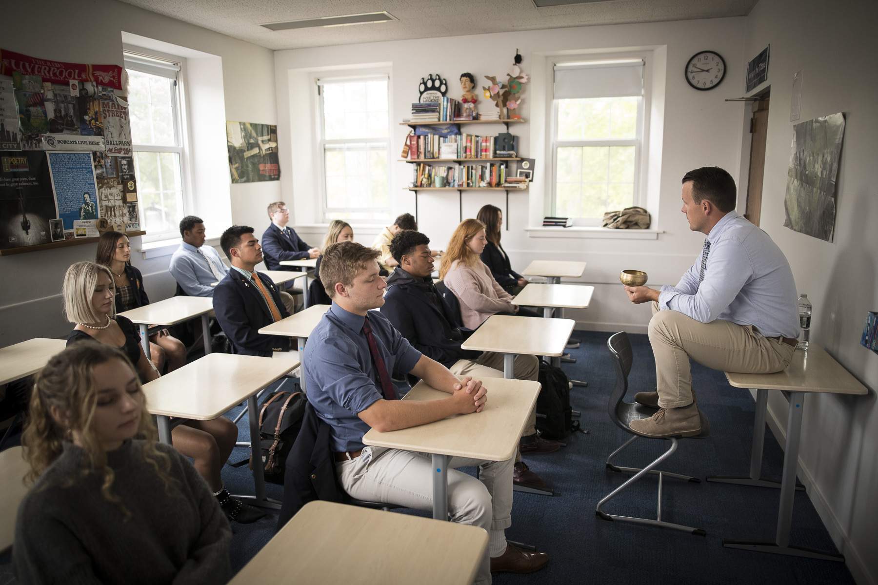 Billy Rosenbeck, founder of The Mellow Elephant, leads a meditation class