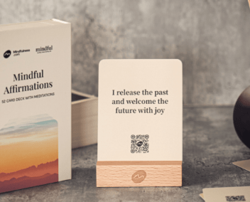 A card reads I release the past and welcome the future with joy beside a box labeled Mindful Affirmations—your 2026 Annual Issue bonus material.