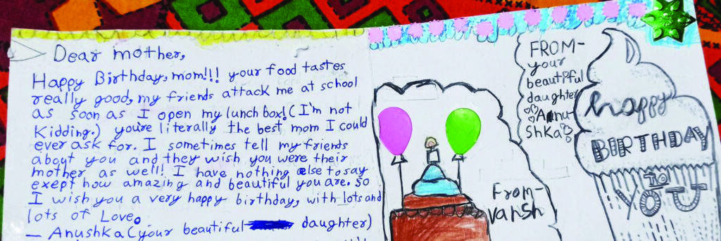 What Happiness Means to Mindful Readers - An image of a handwritten birthday card.