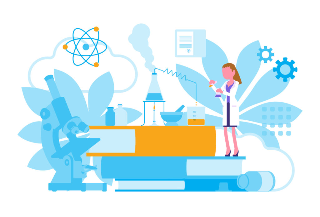 Mindfulness for healthcare workers - Illustration of a healthcare worker performing an experiment