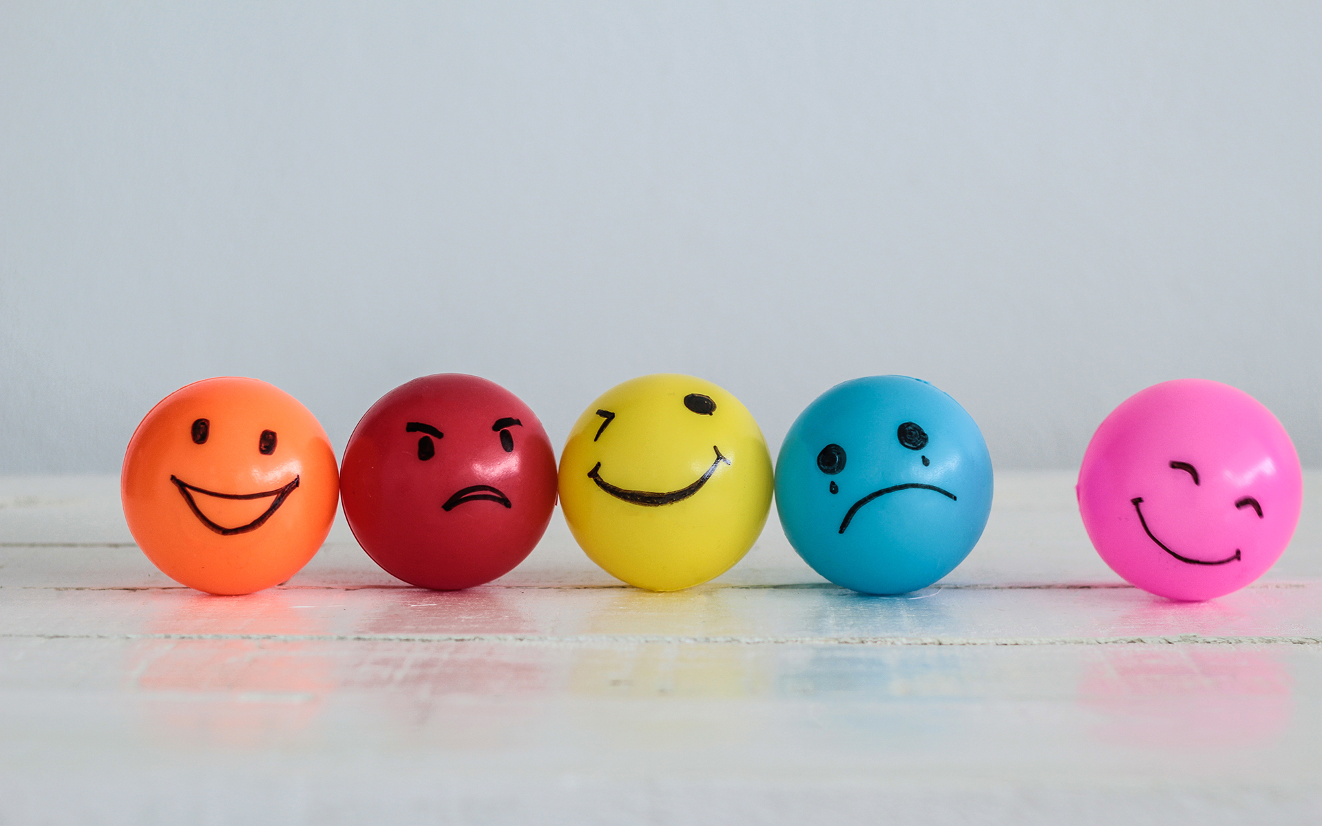 Why you are not your moods - Emotions balls background, Happy Smiley faces ball in yellow