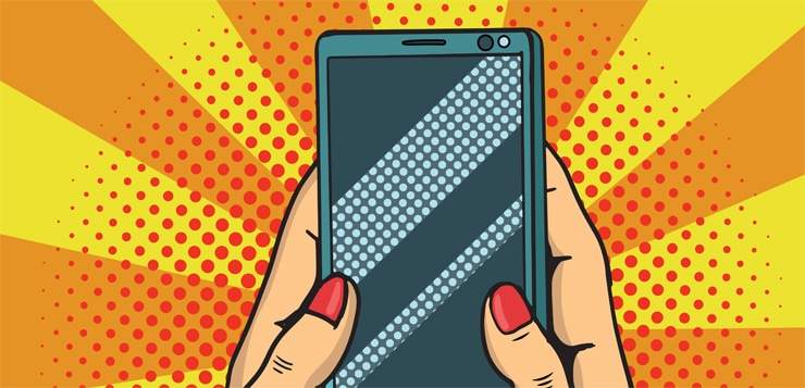 illustration of hands on phone. four new apps to keep you mindful
