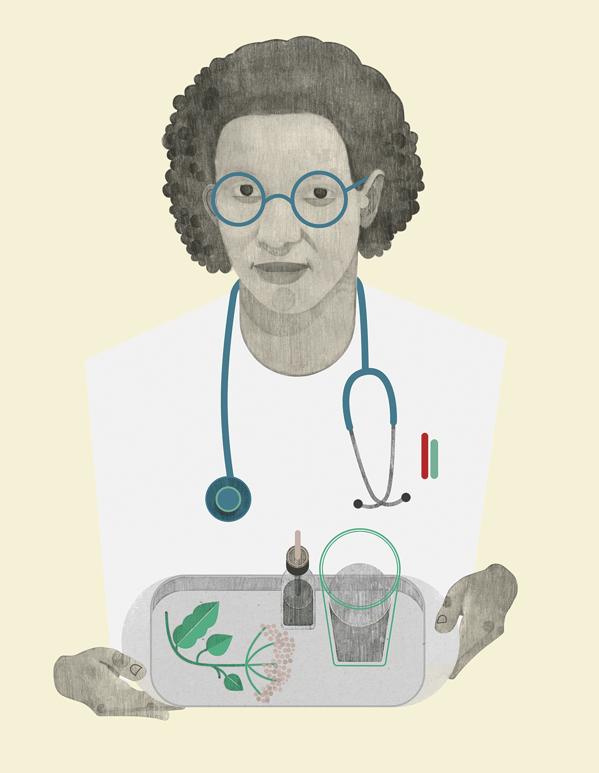 illustration of doctor with tray