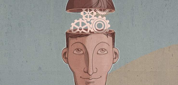 Inside of man's head. grow your emotional intelligence