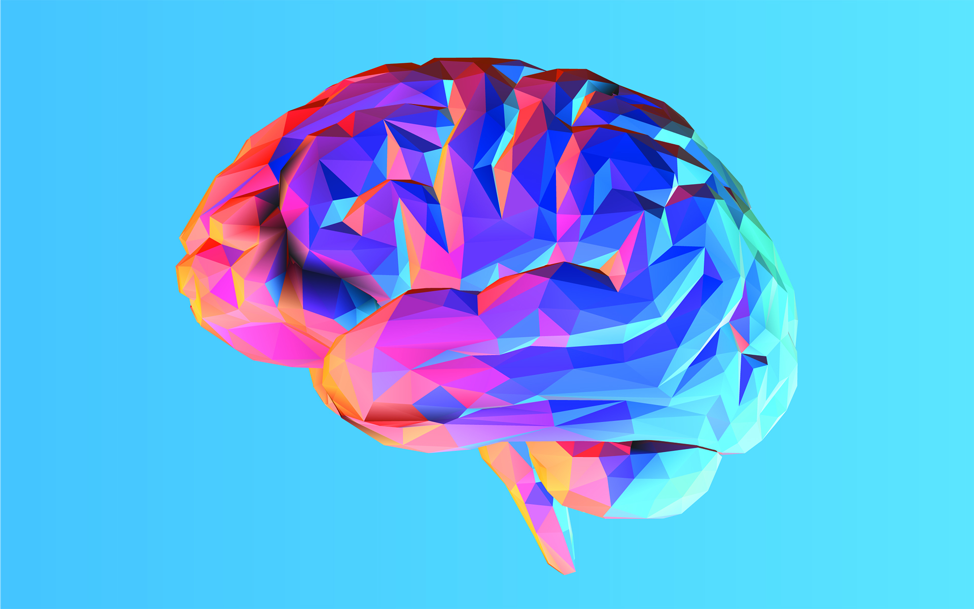 How Your Brain Creates Your Sense of Self - Colorful side view brain illustration isolated on blue background