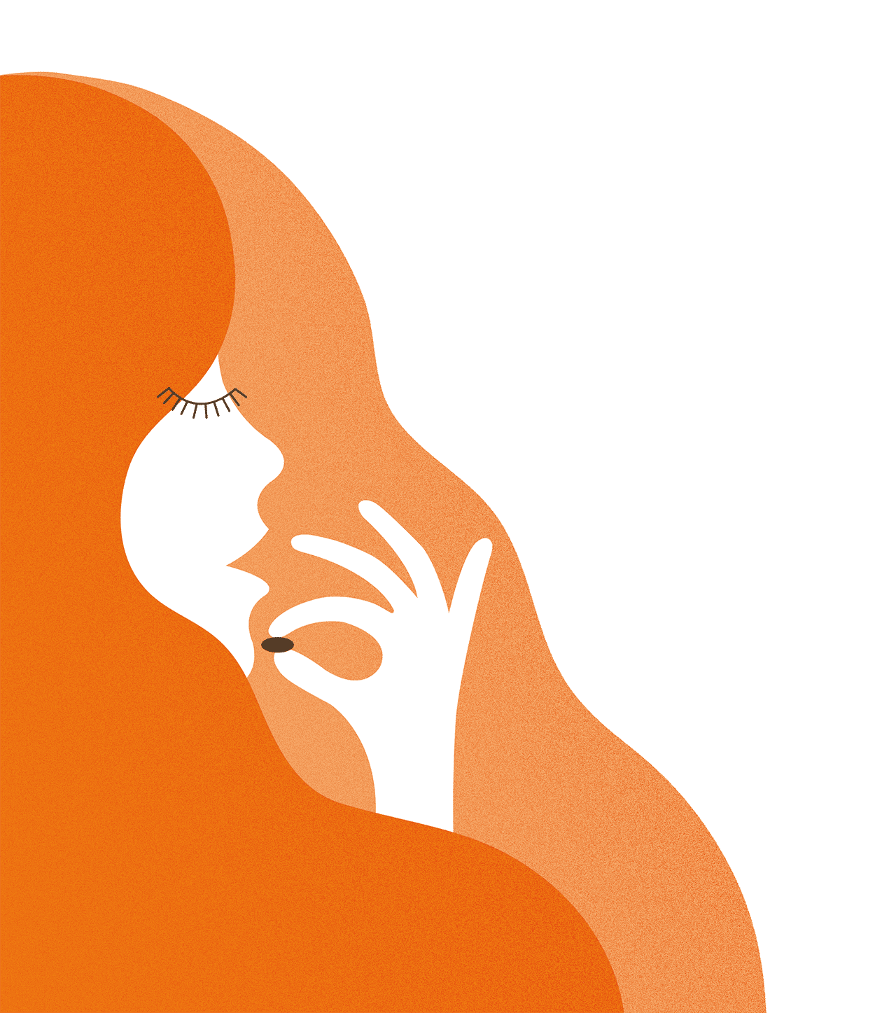 illustration woman eating raisin