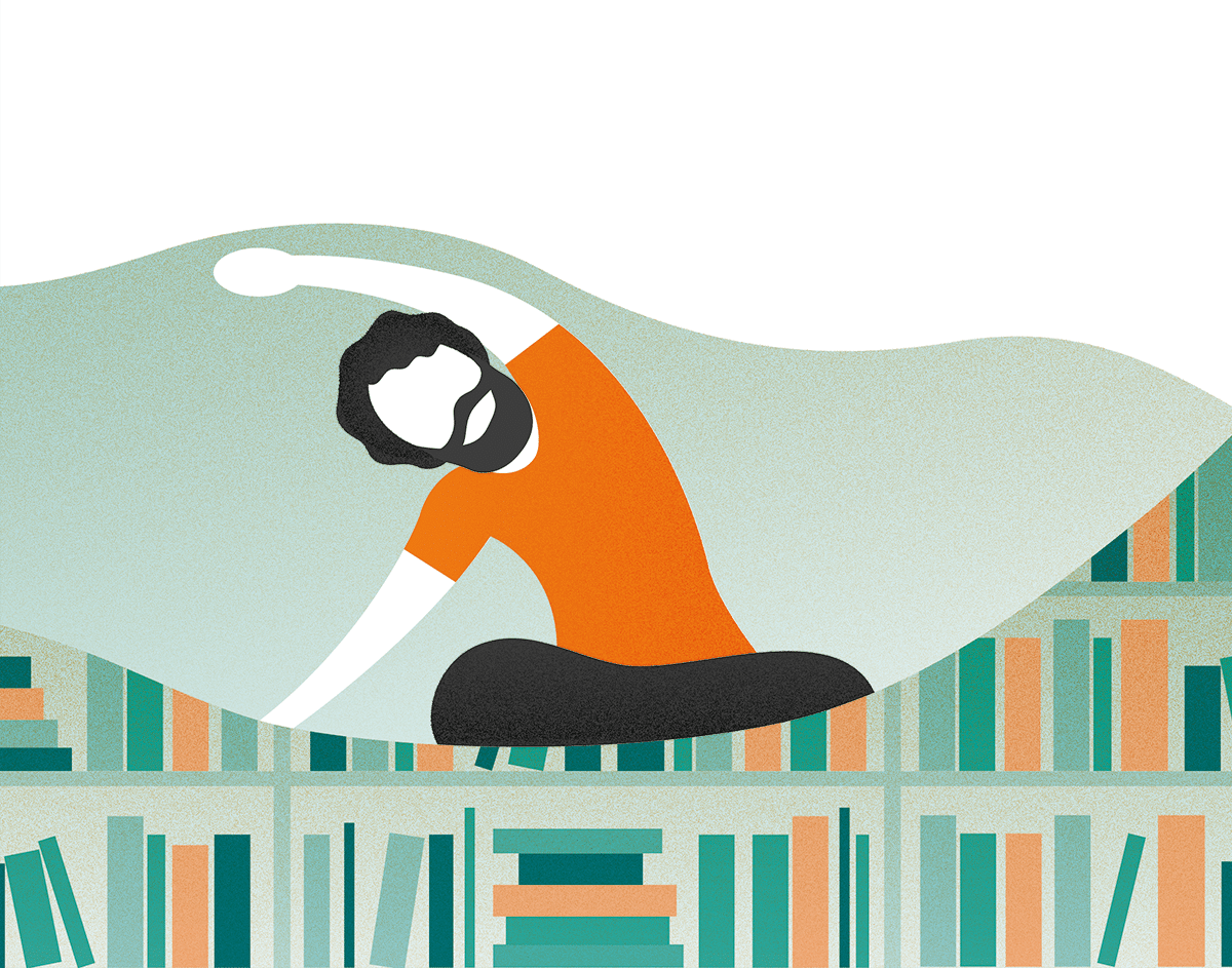 illustration of man doing yoga stretch