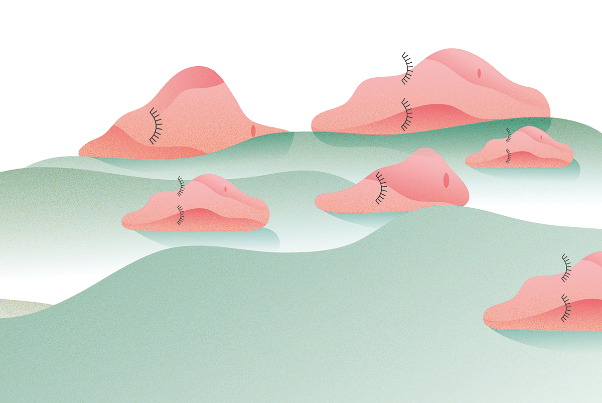 illustration mountains with eyelashes