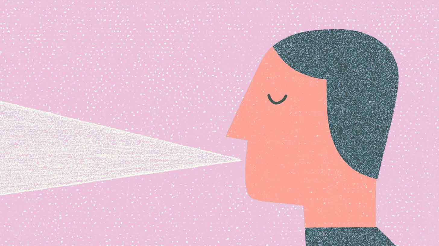Illustration of mindful 4-7-8 breathing with large exhale