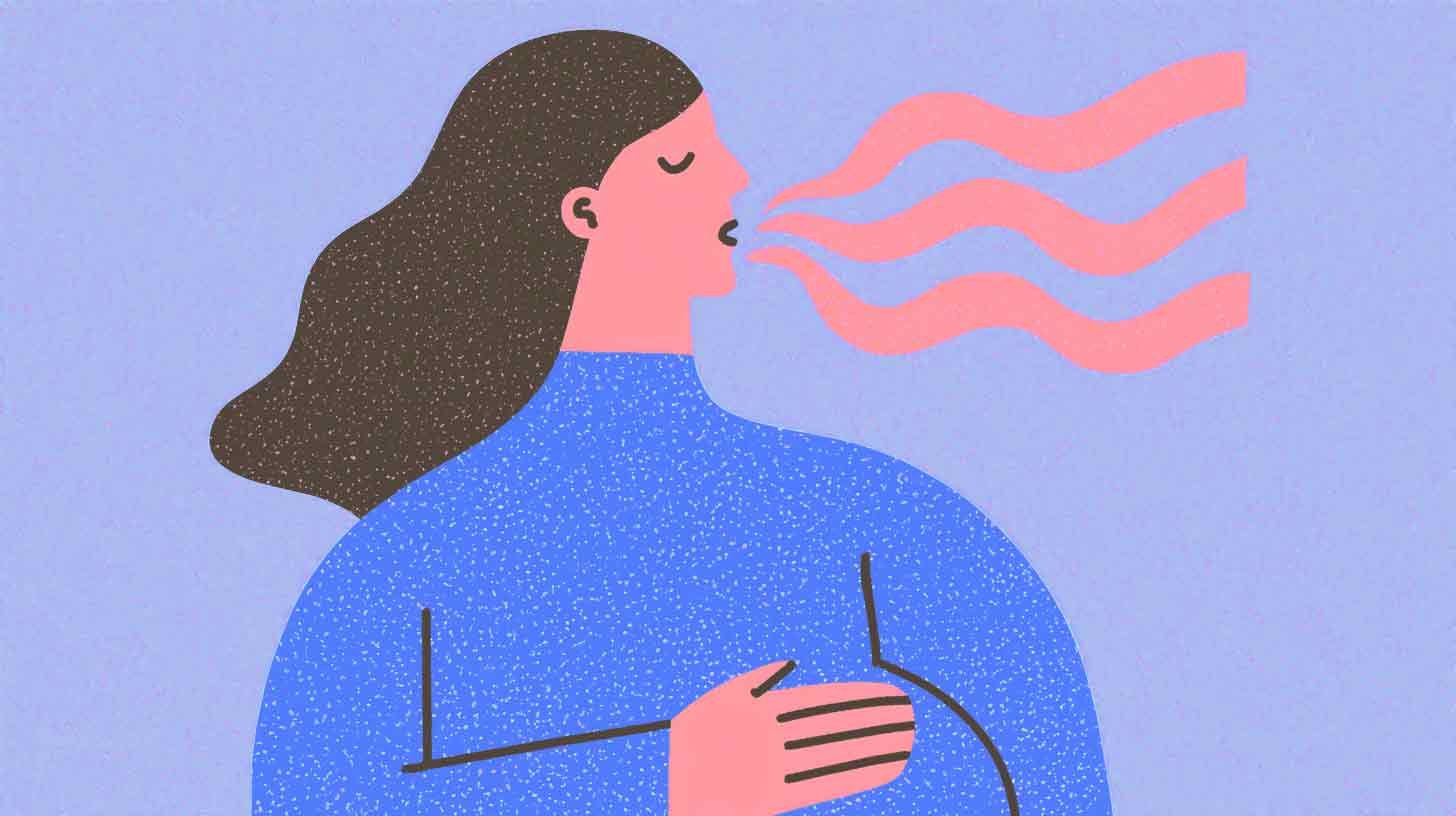 Illustration of diaphragmatic breathing into belly