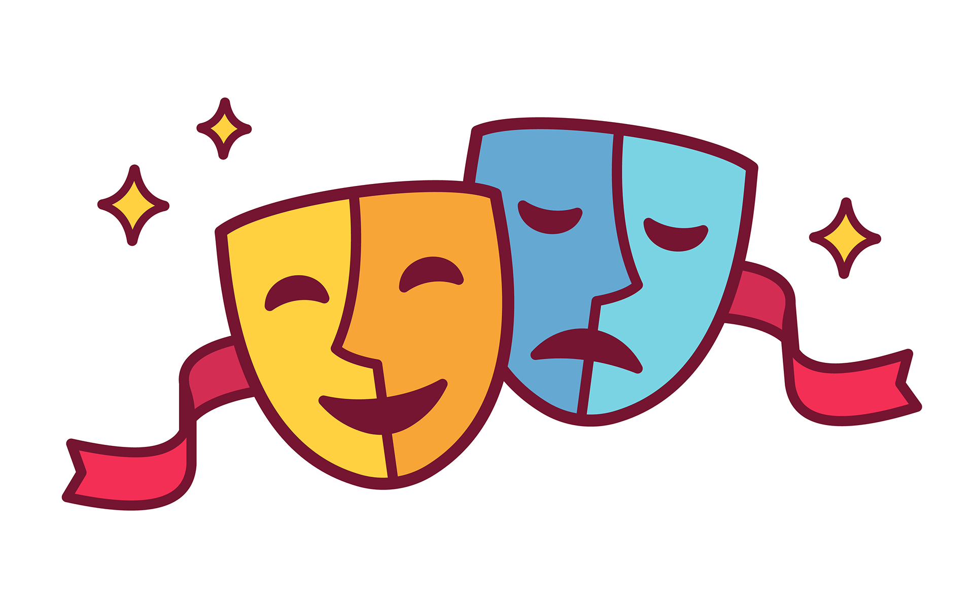 Taking Your Practice Off the Meditation Cushion with Improv - Comedy and tragedy theater masks