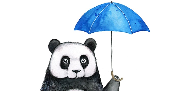 panda with umbrella