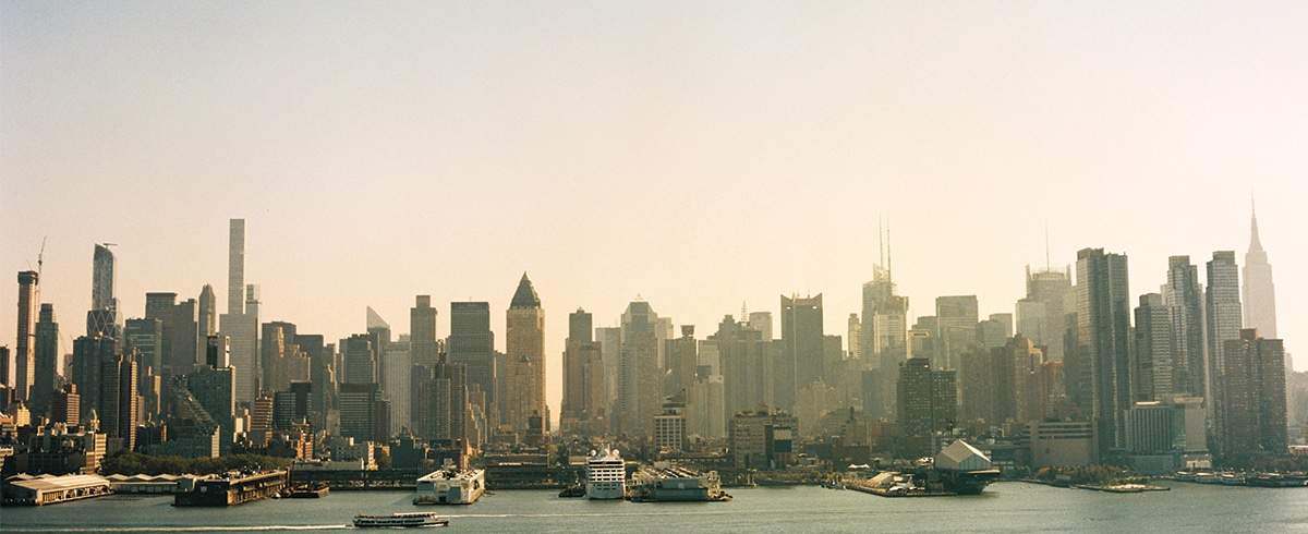 panorama of city at sunrise