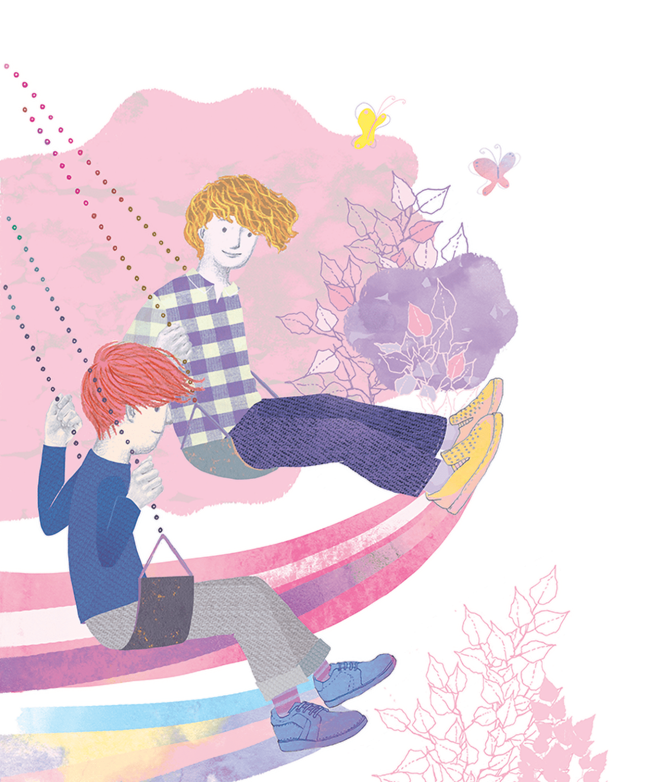 children playing on the swing embracing life