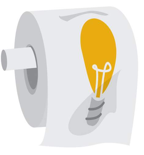 illustration toilet paper with a light bulb on it