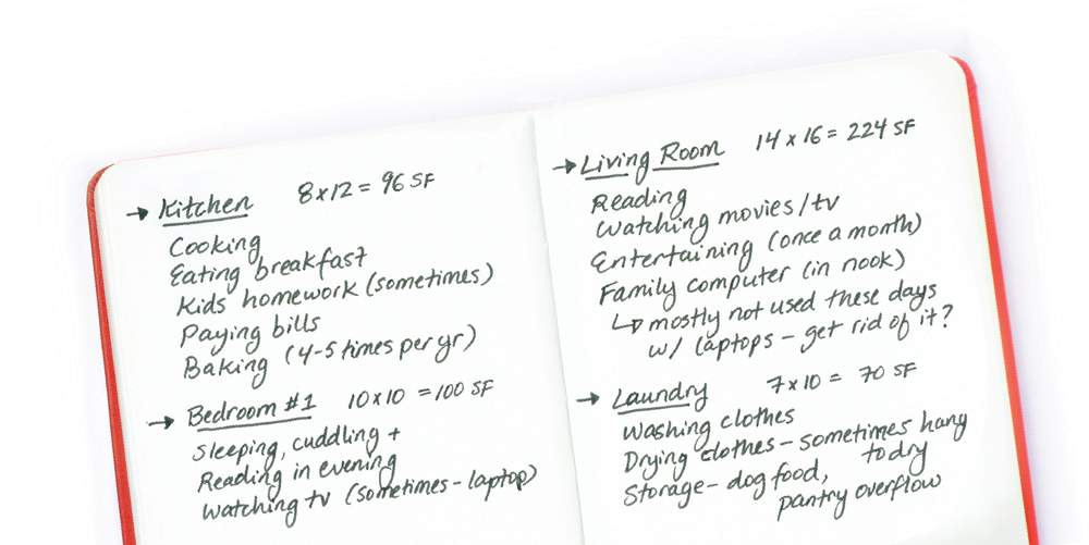 notebook with notes
