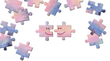 You Had Me at Hello Puzzle pieces with happy faces