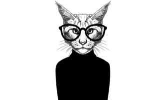 illustration cat with glasses on