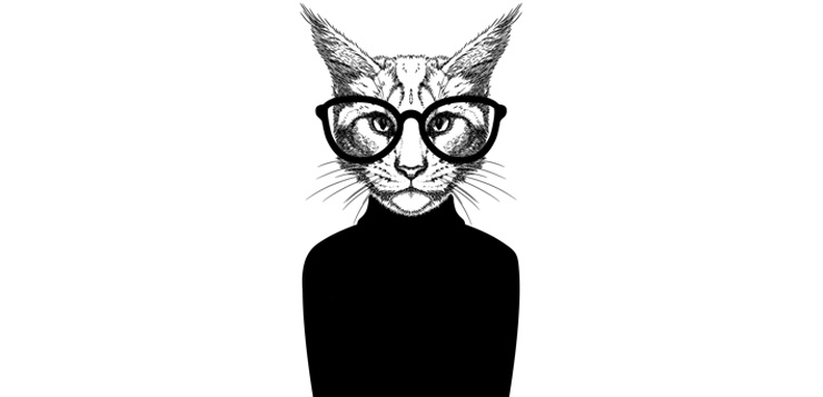 illustration cat with glasses on