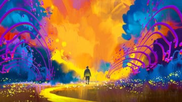 Aimless Walking: An Allowing Practice for Your Wandering Mind watercolor person walking into sunset