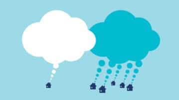 Belonging Is Believing houses talking to each other, with speech bubbles overhead