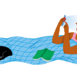 Struggling in the Dark Woman in bed on phone