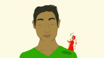 Quieting Your Inner Critic man with devil on shoulder