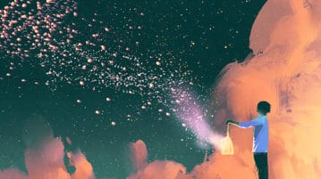 Practice Self-Compassion with Forgiveness man holding sparkling lantern