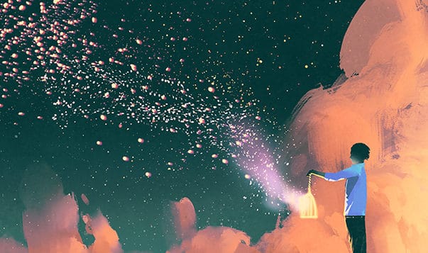 Practice Self-Compassion with Forgiveness man holding sparkling lantern