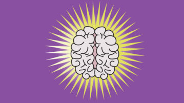 Present-Moment Awareness Buffers the Effects of Daily Stress illustrated brain on purple background