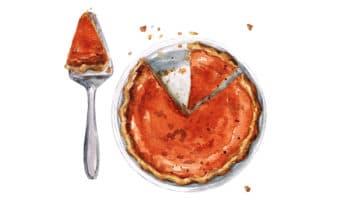 7 Reminders for Mindful Eating watercolor of pumpkin pie
