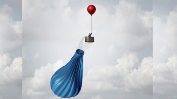 Change Happens. How Adaptable Are You? business person in balloon