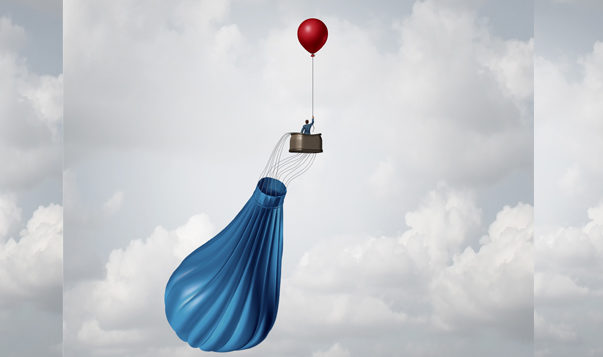 Change Happens. How Adaptable Are You? business person in balloon