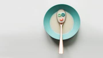 Boost Happiness in Three Steps Cereal bowl with spoon