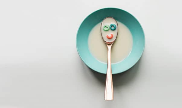 Boost Happiness in Three Steps Cereal bowl with spoon
