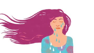 How to Handle Big Emotions During Group Meditation illustration woman with eyes closed, single tear