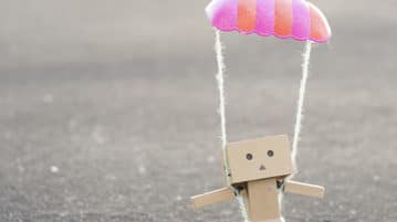 To Be Happy, Fail and Try Again Stick figure with parachute