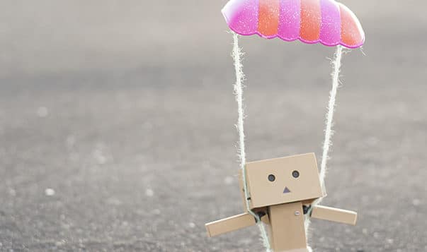 To Be Happy, Fail and Try Again Stick figure with parachute