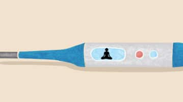 A Major Turning Point for Mindfulness in Health Care thermometer with meditator on it