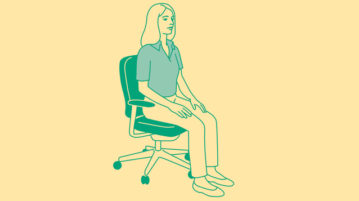 Meditate at Your Desk woman meditating in desk chair