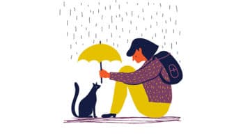 Does Mindfulness Meditation Really Make You Kinder? woman holding umbrella over cat