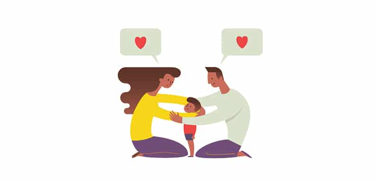 Three Simple Ways Parents Can Practice Self-Compassion Parents hugging child