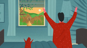What Does It Mean to Be Grateful? Person stretching in bed