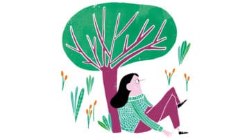 The Power of Solitude illustration of woman sitting under a tree
