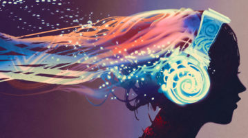 The Mindful Survey: Your Inner Artist illustration woman with glowing headphones