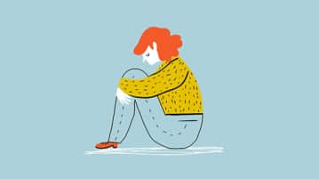 Five Ways to Help Teens Build a Sense of Self-Worth illustration of teen looking sad, sitting on ground